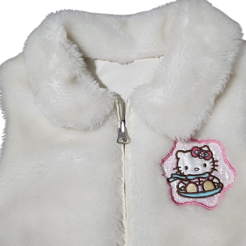 Sanrio Hello Kitty Reversible Vest Kids Large Womens XS Cream Ivory Faux Fur - Picture 8 of 8