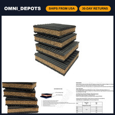 4 Pack Anti Vibration Pads 4"x4"x7/8" Rubber Cork Noise Isolation Feet