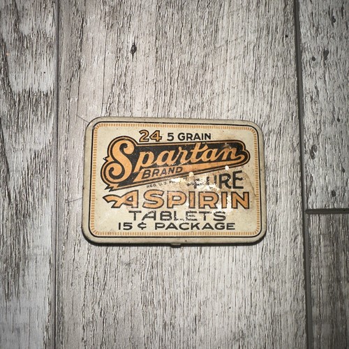Compresse Aspirina Pura Marca Spartana Vintage Latta Cerniera 15 Centesimi 5 Grani-Vuote - Foto 2 di 4