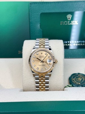 Rolex Datejust 31mm Champagne Diamond Dial Fluted Bezel Jubilee Bracelet 278273