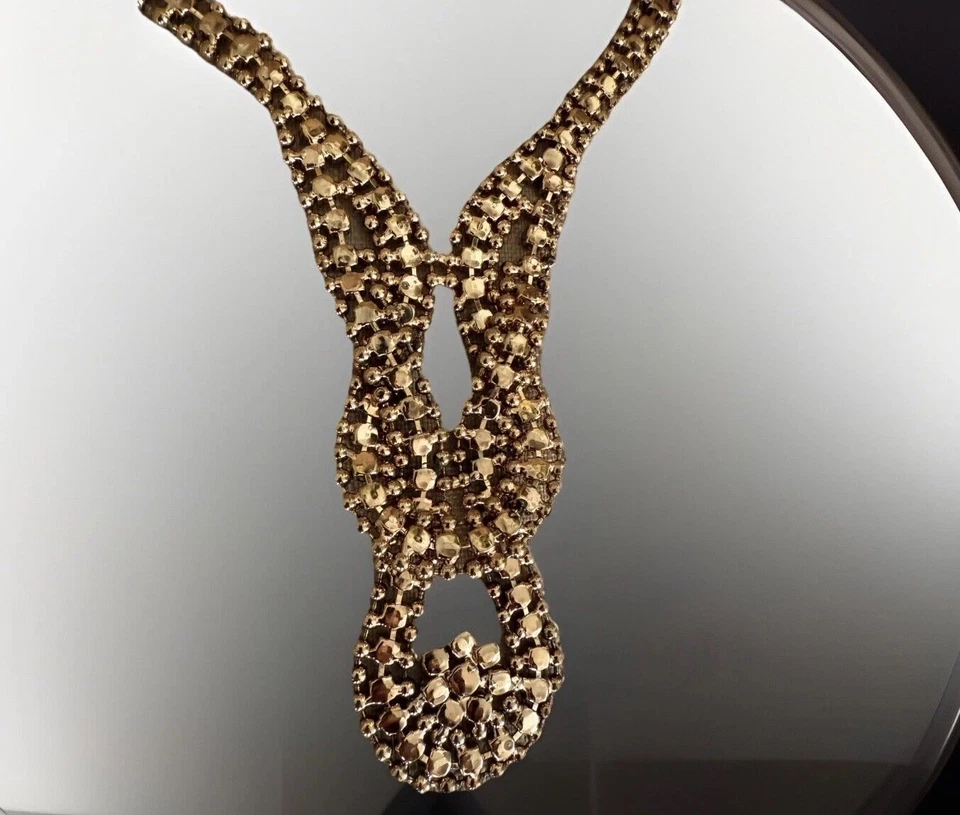 Colar longo tcheco topázio esfumaçado strass marmelo várias camadas retrô GP - Imagem 3 de 3