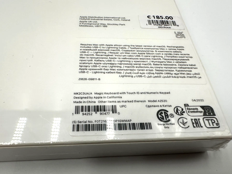 Apple Magic Keyboard mit Touch ID & Ziffernblock - MK2C3UA/A - A2520 - Neu OVP - Bild 3 von 4