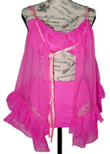 Fredericks of Hollywood Vintage Pink Peignoir Set Short Robe with Bra Bottoms