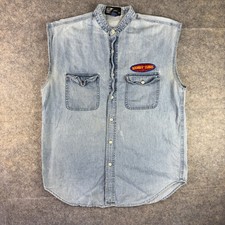 VTG Looney Tunes Denim Vest Adult Large Blue Bugs Bunny Top Line USA Mens 90s