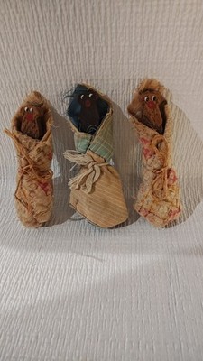 Primitive Clothespin Dolls ULTRA RARE set Of 3 Antique Folk Art