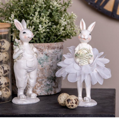 Hase Osterhase Figur Hasenjunge Hasenmädchen 17 cm Vintage Ostern Clayre & Eef