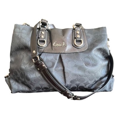 Coach Ashley Signature Metallic Charcoal Satchel Two-Way | eBay