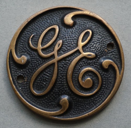 Vintage Original GE Logo Machine Badge Cast Brass General Electric