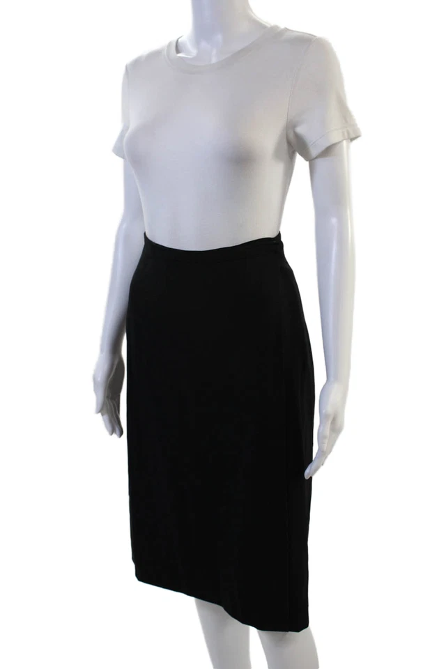 Piazza Sempione Women Straight Pencil Skirt Black Pure New Wool Size 38 - Image 2 of 4