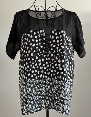 W118 Walter Baker Oversize Bluse S, Schwarz Weiß Kimono Shirt Chiffon NEUWERTIG