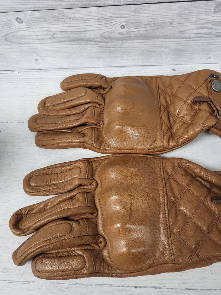 Triumph Barbour Leather Tan Gloves with Knuckle Protectors Mens Size 11/XL. PWM - Image 3 of 4