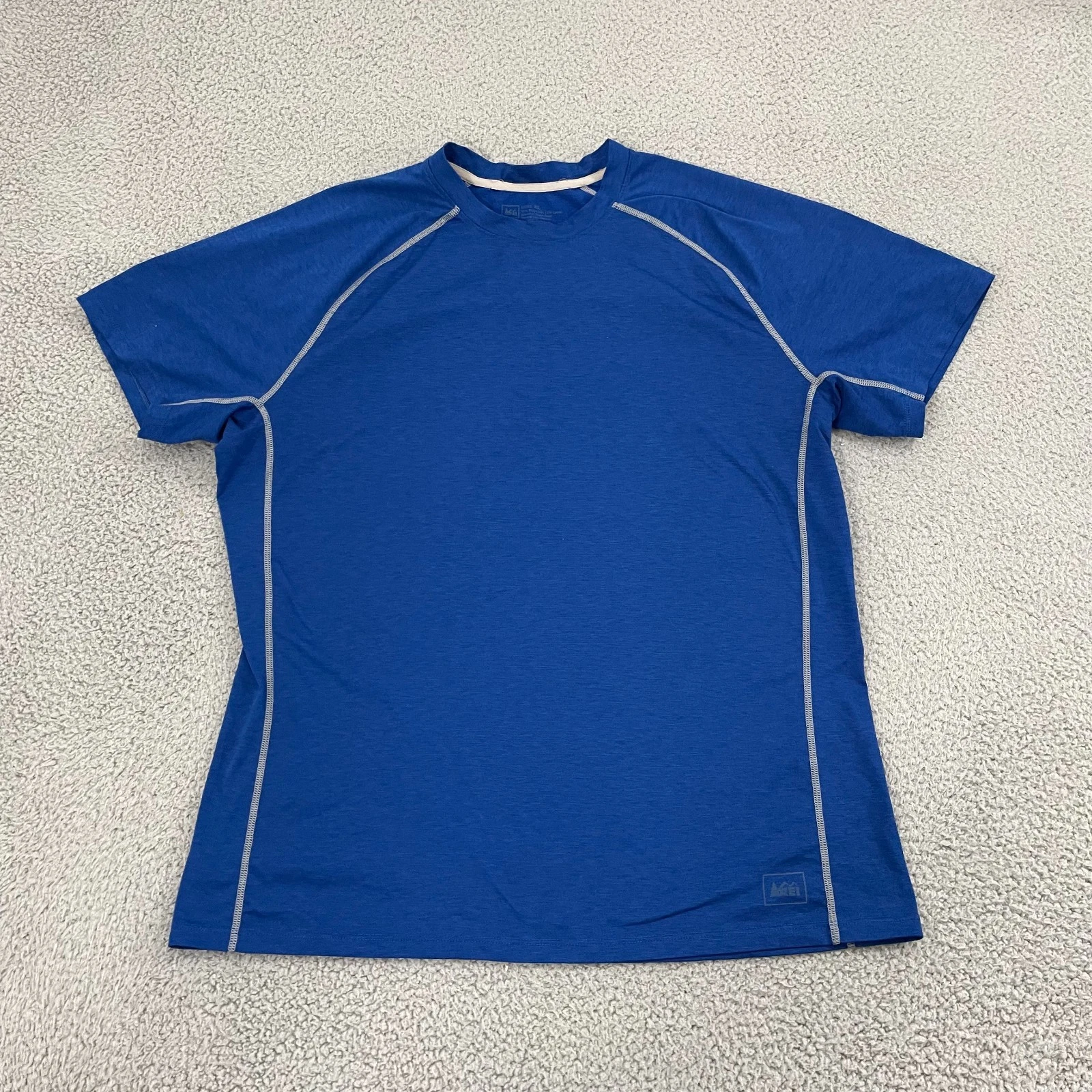 REI Base Layer Shirt XL Blue Polartec Outdoor Hiking Lightweight Short Sleeve
