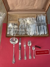 SET MENAGERE 49P ERCUIS  AUTEUIL TRÈS BEL ÉTAT MÉTAL ARGENTÉ