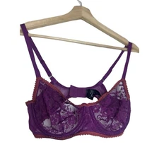 Natori Lace Bralette Bra Size 34C Underwire Adjustable No Padding Purple Maroon