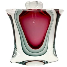 Signed Luigi Onesto Murano Sommerso Glass Decanter with Stopper Hand-Blown Glass