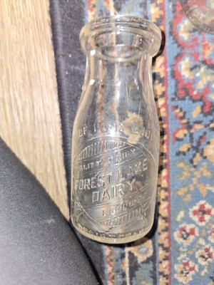 Vintage Milk Bottle Half Pint Forest Lake Dairy