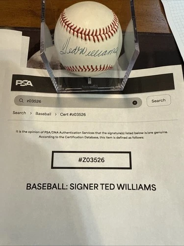 Ted Williams Boston Redsox Autographed Baseball with COA