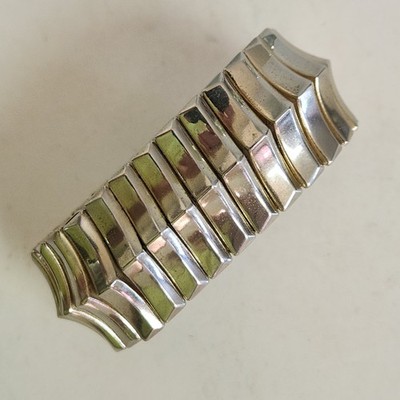 Gold Tone Wide Stretch Bracelet Fashion Jewelry Watch Band Style Razor Braclet
