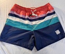 American Eagle Men  s Large Swim Trunks Striped Colorblock Board Shorts Beach