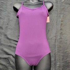 Capezio Studio Collection Mesh Back Camisole Leotard Purple Deep Low V-back SZ M