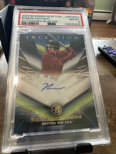 2023 Bowman Inception Autographs Roman Anthony #BPA-RAY Blue Foil /99 (AU, RC)