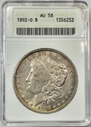1892 O U.S. Silver Morgan Dollar Soapbox Holder ANACS AU58 - Campos