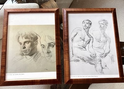 Pair Italian Curly Maple Veneer Frames 8x11.25 Opening w Art Made in Italy
