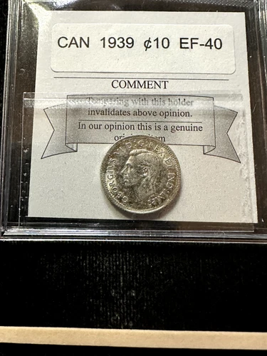 1939  Coin Mart Graded Canadian Ten ¢10 Cent**EF-40**