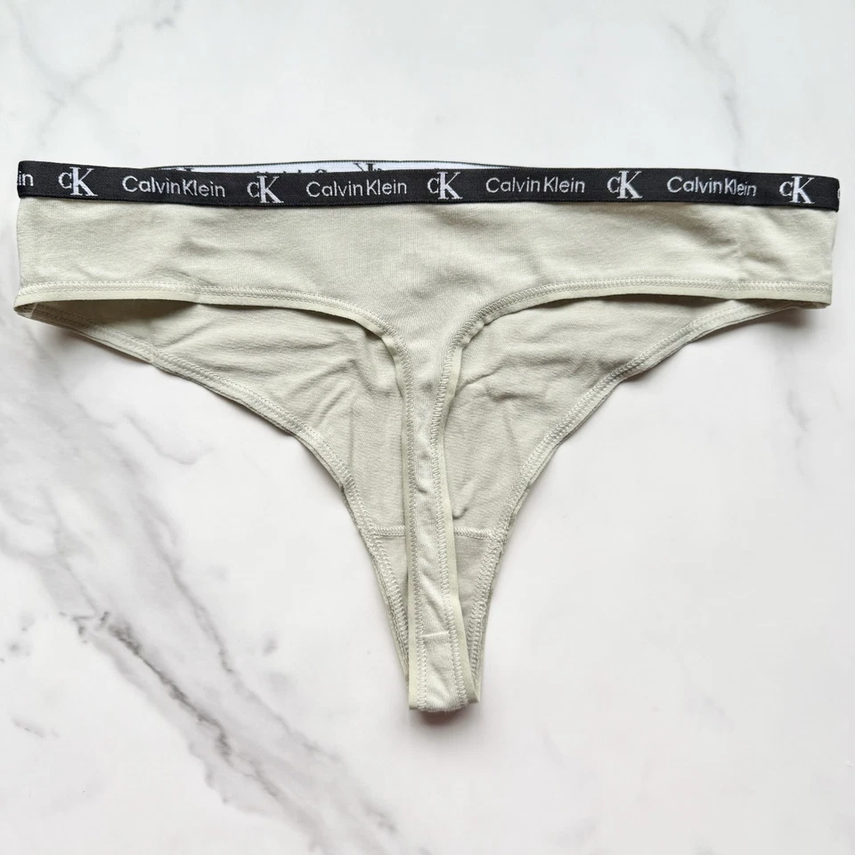 Calvin Klein 1996 Cotton Stretch Modern Thong Panty Taupe SZ S/M/XL - Image 2 of 4
