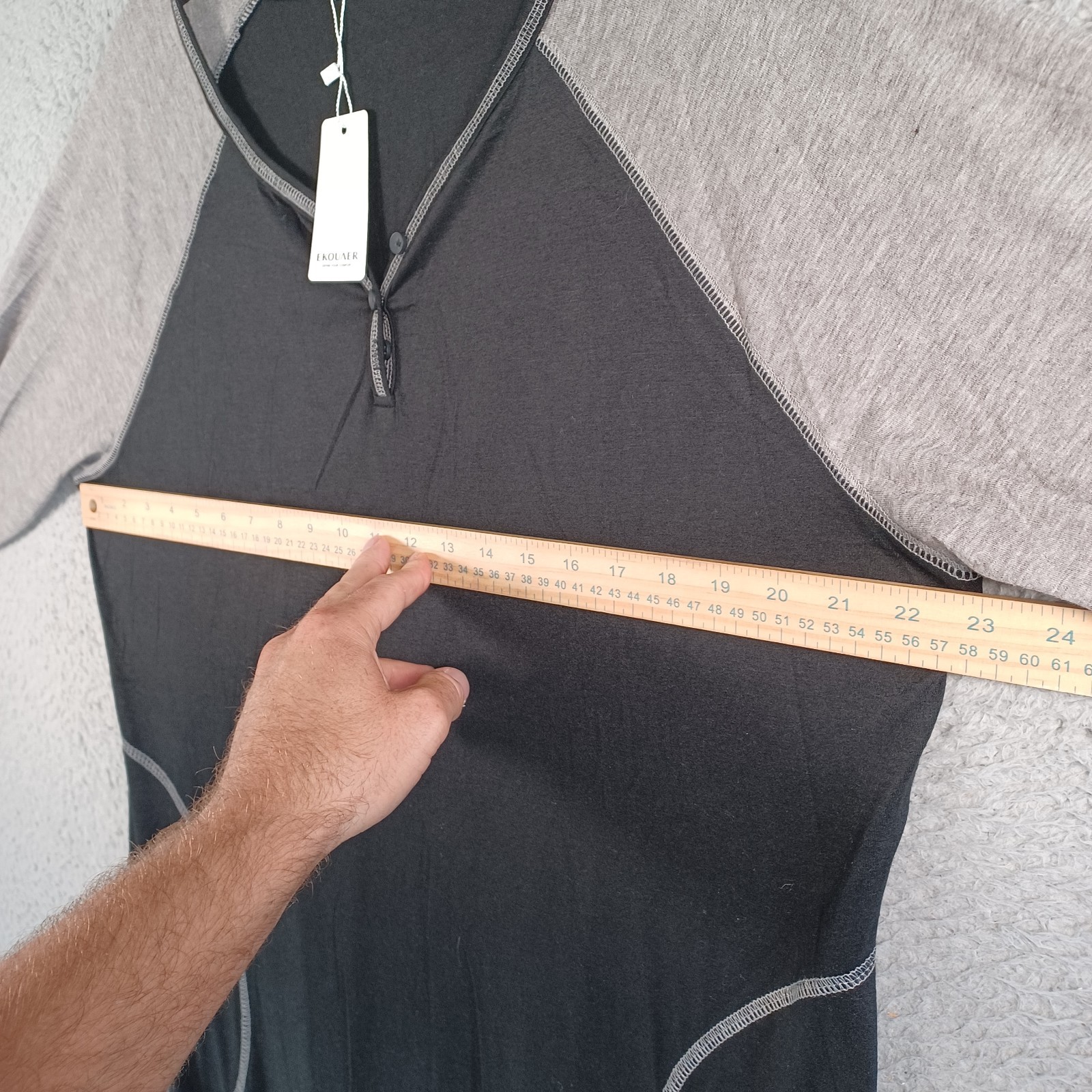 NWT EKOUAER Womens Multicolor Dress Size Large Pockets Soft Stretch Button Neck