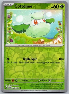 Cottonee (Master Ball Pattern) 007/131 Holo Prismatic Evolutions Pokemon NM