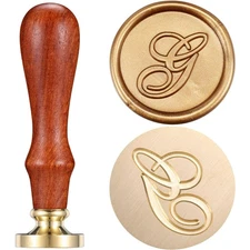 Letter G Wax Seal Stamp, Vintage Brass Head Wooden Handle Initial Alphabet Se...