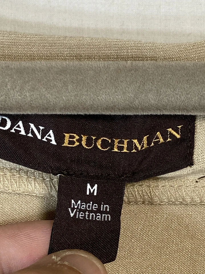 Blusa túnica túnica Dana Buchman para mujer M color beige dorado lentejuelas mangas Dolman Foto 2 de 4