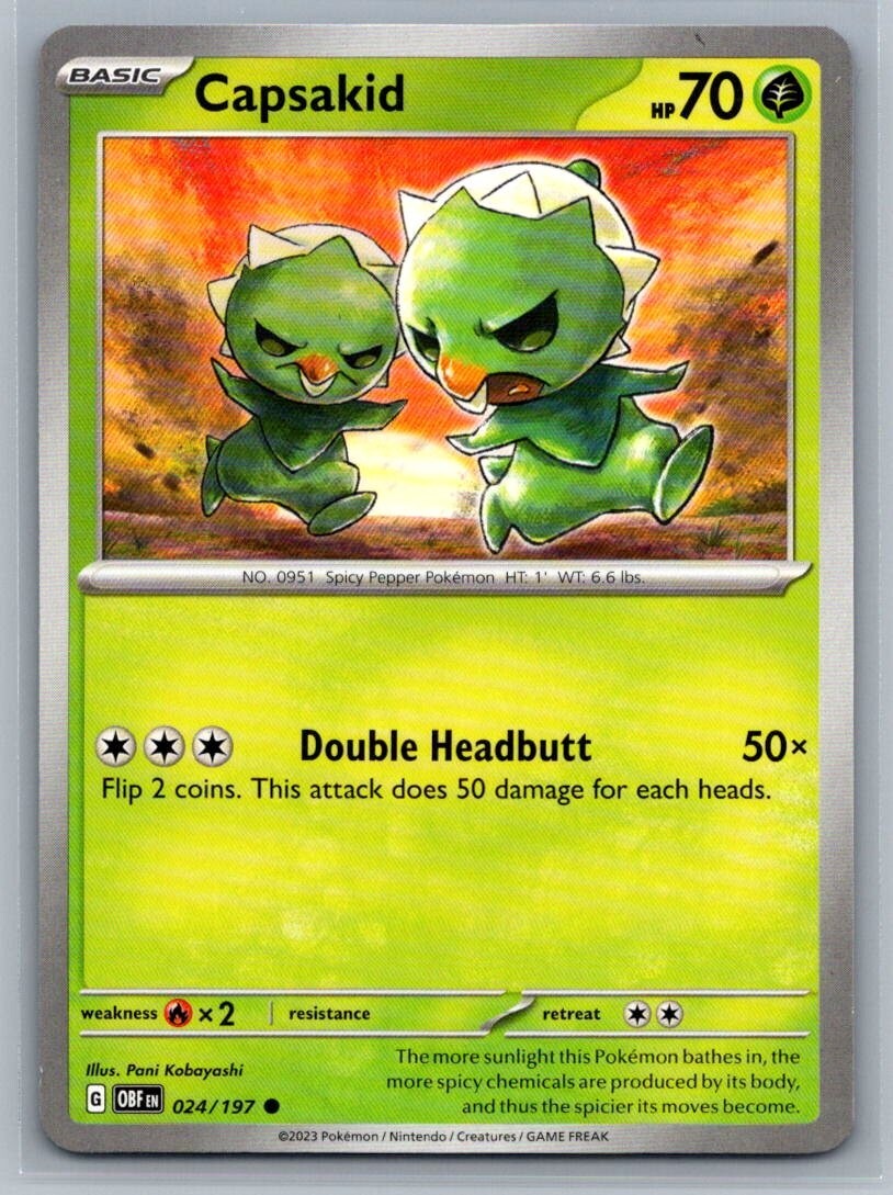 Capsakid 24/197 Obsidian Flames Common Pokémon TCG 2023