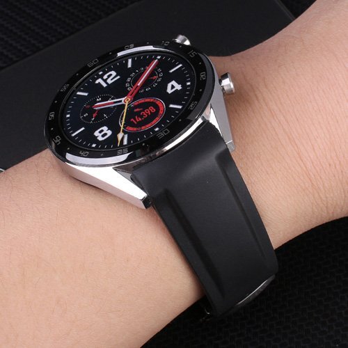 20 22 mm gebogenes Ende Gummi Uhrenarmband Band Armband Faltverschluss Handgelenkband - Bild 11 von 31