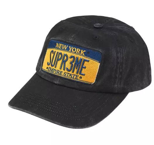 Casquette chapeau Supreme plaque d'immatriculation 6 panneaux noire neuve SS25 en main envoi rapide