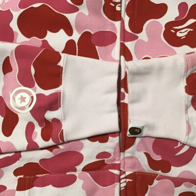 2XL BAPE Double Shark full zip hoodie ABC camo Pink A Bathing Ape