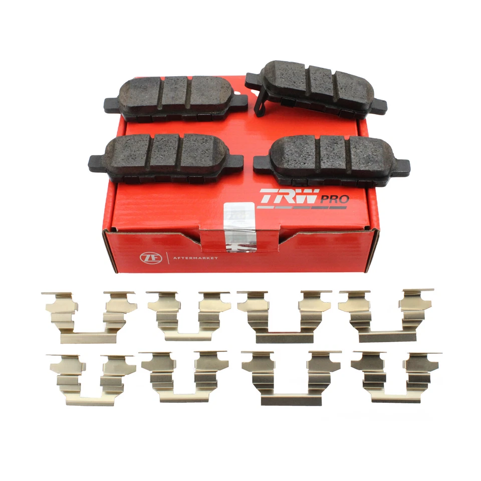 Juego de pastillas de freno traseras cerámicas TRW Pro con clips incluidos para Infiniti Nissan Foto 4 de 4