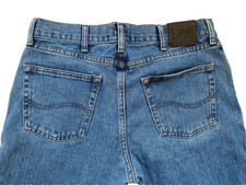 LEE Vintage Mens Jeans 34x30 Blue 90s Straight Leg Medium Wash Cotton Denim