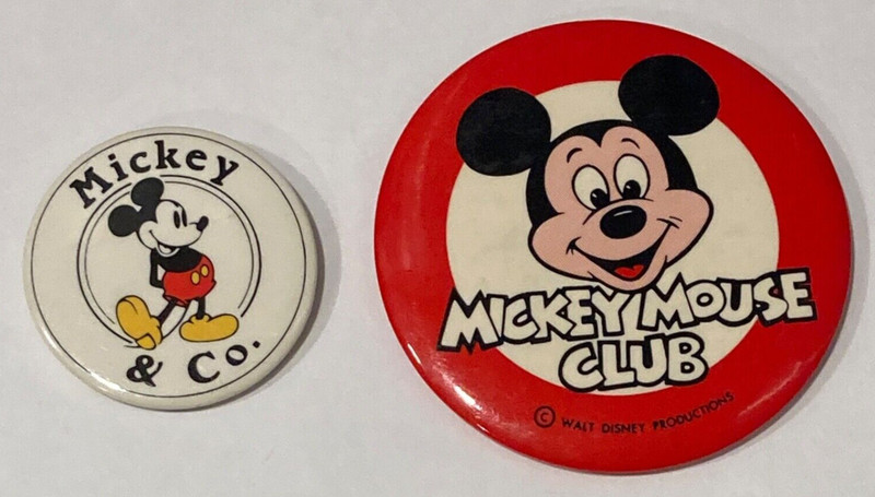 VTG Mickey Mouse Club Pin & Mickey & Co. Pin Walt Disney Productions by J.G.Hook