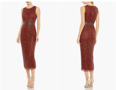 MAC DUGGAL 93758 GEOMETRIC EMBELLISHED SLEEVELESS A-LINE BRICK MIDI DRESS sz 12 | eBay MAC DUGGAL 93758 GEOMETRIC EMBELLISHED SLEEVELESS A-LINE BRICK MIDI DRESS sz 12 | eBay