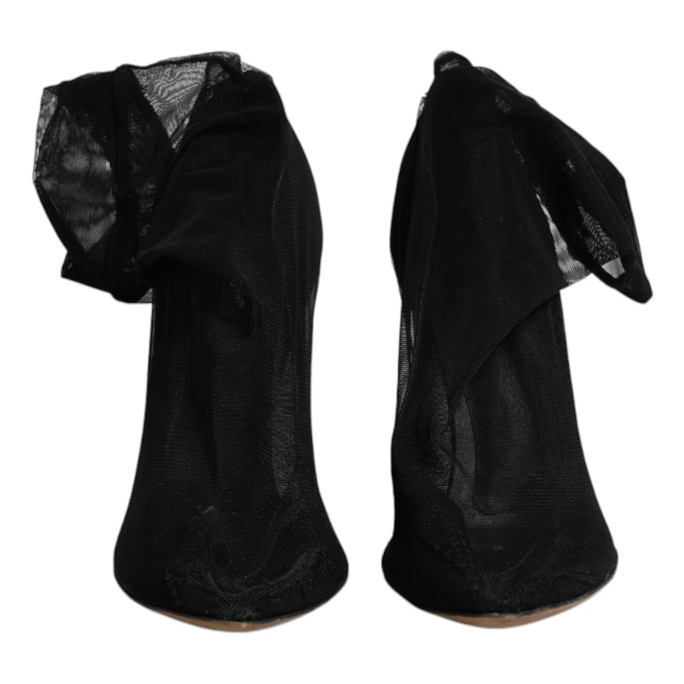 Dolce & Gabbana Zapatos Negro Nailon Malla Elástica Calcetín Botas EU39/US8.5 - Imagen 2 de 4