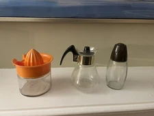 Vintage breakfast set-gemco juicer and sugar dispencer, corning ware syrup