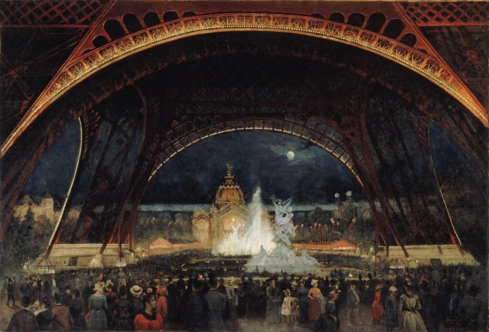 Night Party Universal Exhibition of 1889 Eiffel Tower George Roux French Print - Image 2 of 2