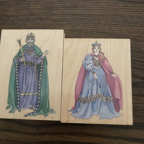 Briefmarken Happen Gummistempel König & Königin königliche Burg mittelalterliches Märchen NEU