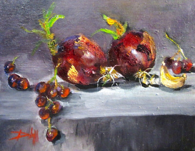 A Study of Onions by Delilah impressionist 8x10 oil painting