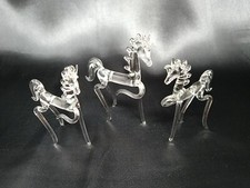 3 Mini Horse Hand Blown Clear Glass Figurine Figure Decor Animal Horses New