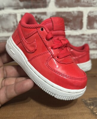 Nike Air Force 1 Lv8 UV TD Patent Siren Red Ao2288-600  Toddler Size-6C