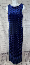 Jessica McClintock Bridal Blue Velvet Holiday Maxi Dress Gown Size 8 Made in USA