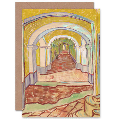 Vincent van Gogh Korridor im Asyl Gemälde Kunst Blanko Grußkarte